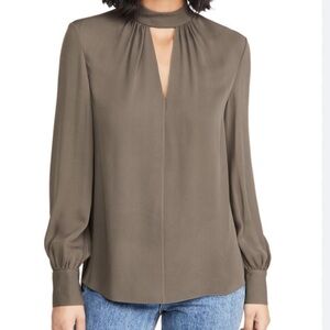 Theory Olive Women's Blouse Silk Small
